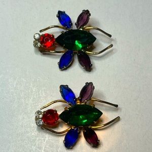 Vintage Signed “Sterling By Coro” Double Bug Brooch